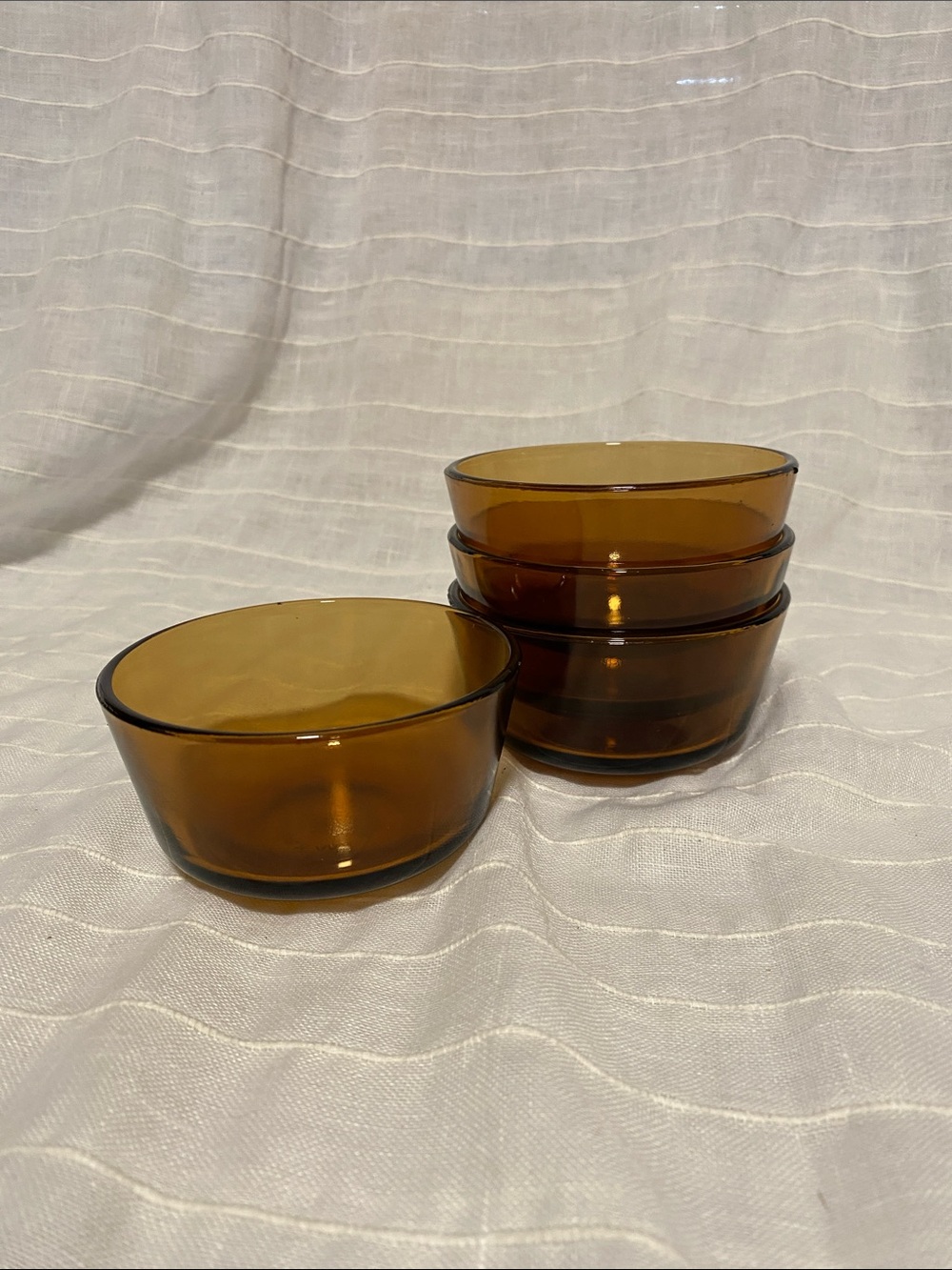 Fire King Amber Glass Dessert Bowls - Set of 4